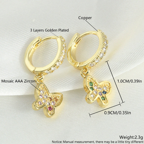 Wholesale Women's Retro Copper Earrings With Bee Fivepointed Star And Starfish Patterns Electroplated