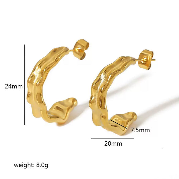 Wholesale Women's Retro Court Style Geometric Stainless Steel Electroplated Earrings