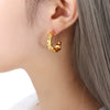 Wholesale Women's Retro Court Style Geometric Stainless Steel Electroplated Earrings