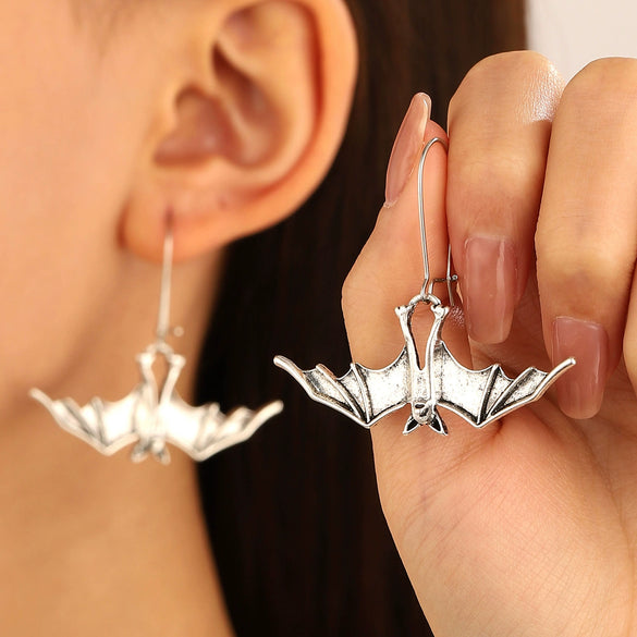 Wholesale Women's Retro Creative Gothic Style Alloy Bat Pendant Earrings With Animal Pattern And Electroplating Process