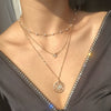Wholesale Women's Retro Creative Simple Multilayer Clavicle Chain With Sun Pendant Alloy Material Geometric Pattern Electroplating Treatment