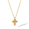 Wholesale Women's Retro Cross Stainless Steel Necklace With Geometric Pattern 18K Gold Plated By Vacuum Real Gold Electroplating In Pvd Furnace