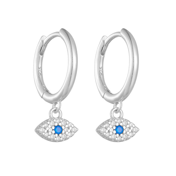 Wholesale Women's Retro Devil's Eye S925 Sterling Silver Earrings With Blue Diamond Zircon Design