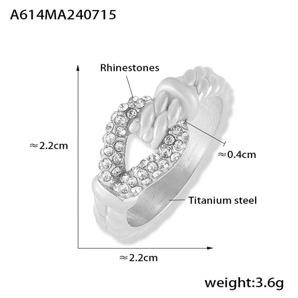 Wholesale Women's Retro Diamond Hemp Lace Ring Titanium Steel With 18K Gold Plated Electroplating Geometric Design