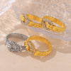 Wholesale Women's Retro Diamond Hemp Lace Ring Titanium Steel With 18K Gold Plated Electroplating Geometric Design