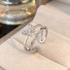 Wholesale Women's Retro Doublelayer Copper Ring With Microinlaid Zircon Butterfly Flap And Electroplating