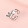 Wholesale Women's Retro Doublelayer Copper Ring With Microinlaid Zircon Butterfly Flap And Electroplating