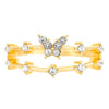 Wholesale Women's Retro Doublelayer Copper Ring With Microinlaid Zircon Butterfly Flap And Electroplating