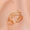 Wholesale Women's Retro Doublelayer Copper Ring With Microinlaid Zircon Butterfly Flap And Electroplating