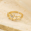 Wholesale Women's Retro Doublelayer Copper Ring With Microinlaid Zircon Butterfly Flap And Electroplating