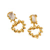 Wholesale Women's Retro Earrings Copper Rectangular And Peach Heart Shaped With Large Particle Zircon And Electroplating Process