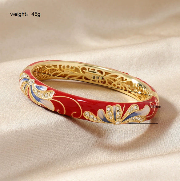 Wholesale Women's Retro Elegant Fashion Cloisonne Enamel Bracelet With Electroplating Treatment