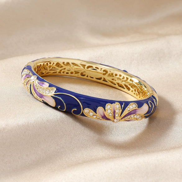 Wholesale Women's Retro Elegant Fashion Cloisonne Enamel Bracelet With Electroplating Treatment