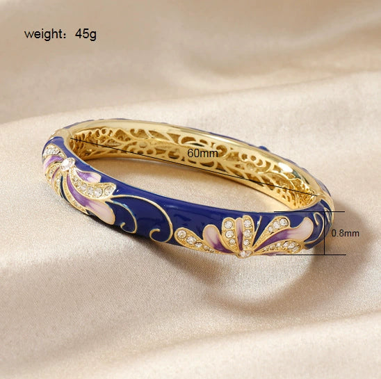 Wholesale Women's Retro Elegant Fashion Cloisonne Enamel Bracelet With Electroplating Treatment
