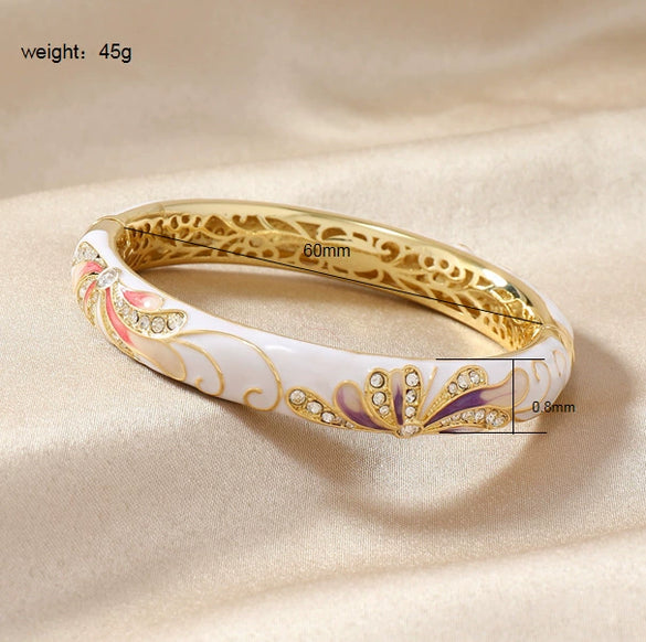 Wholesale Women's Retro Elegant Fashion Cloisonne Enamel Bracelet With Electroplating Treatment