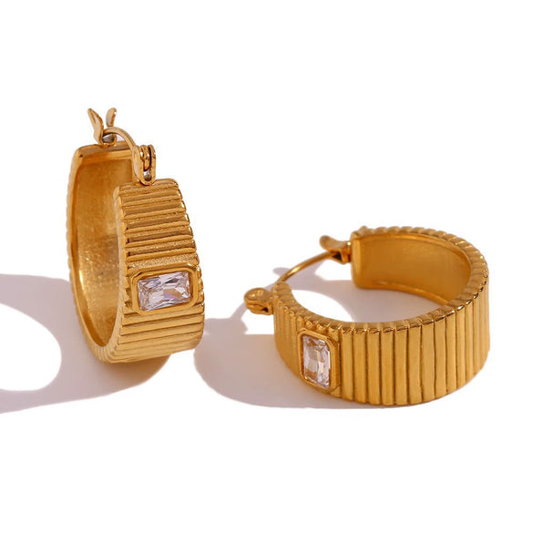 Wholesale Women's Retro Elegant Highend Geometric Ushaped Stainless Steel 18K Gold Plated Earrings Jewelry Combination