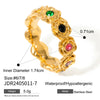Wholesale Women's Retro Elegant 18K Gold Plated Stainless Steel Ring Set With Round Colorful Zircons