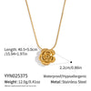 Wholesale Women's Retro Elegant 18K Real Gold Plated Stainless Steel Flower Shape Snake Chain Rose Pendant Necklace