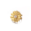 Wholesale Women's Retro Elegant Light Luxury Gold Plated Stainless Steel And Imitation Pearl Flower Ring