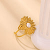 Wholesale Women's Retro Elegant Light Luxury Gold Plated Stainless Steel And Imitation Pearl Flower Ring