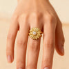Wholesale Women's Retro Elegant Light Luxury Gold Plated Stainless Steel And Imitation Pearl Flower Ring