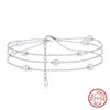 Wholesale Women's Retro Elegant S925 Sterling Silver Anklet With Natural Baroque Pearl And Geometric Design
