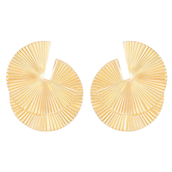 Wholesale Women's Retro Exaggerated Alloy Fan Shaped Irregular Earrings With Geometric Design And Electroplating