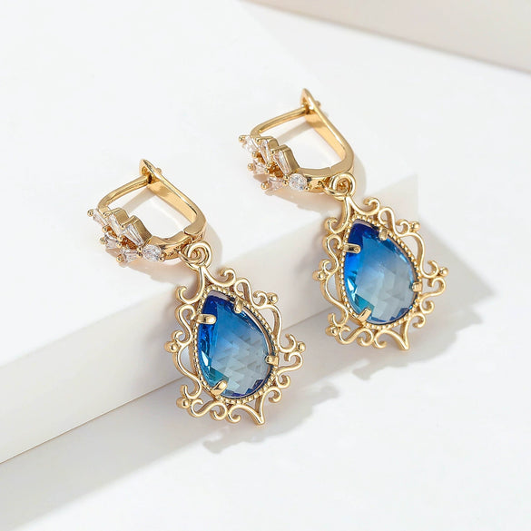 Wholesale Women's Retro Exaggerated Copper Gold Plated Geometric Earrings Electroplated