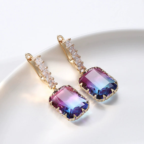 Wholesale Women's Retro Exaggerated Copper Gold Plated Geometric Earrings Electroplated