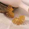 Wholesale Women's Retro Exaggerated Fan Earrings 18K Gold Plated Stainless Steel With Geometric Pattern And Furnace Vacuum Plating