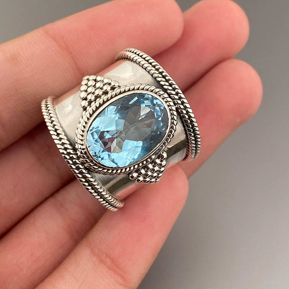 Wholesale Women's Retro Exaggerated Geometric Alloy Finger Ring With Electroplating