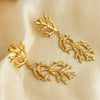 Wholesale Women's Retro Exaggerated Irregular Coral Style Titanium Steel Electroplated Geometric Earrings