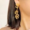 Wholesale Women's Retro Exaggerated Irregular Coral Style Titanium Steel Electroplated Geometric Earrings