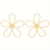 Wholesale Women's Retro Exaggerated Metal Hollow Flower Geometric Woven Earrings With Electroplating