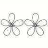 Wholesale Women's Retro Exaggerated Metal Hollow Flower Geometric Woven Earrings With Electroplating