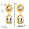 Wholesale Women's Retro Exaggerated Square Alloy Diamond Earrings With S925 Silver Needle And Multilayer Design