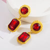 Wholesale Women's Retro Exaggerated Square Alloy Diamond Earrings With S925 Silver Needle And Multilayer Design