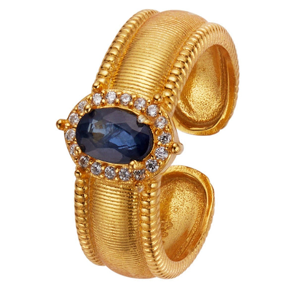Wholesale Women's Retro Fashion Geometric S925 Sterling Silver Ring Set With Natural Garnet Sapphire Gemstones