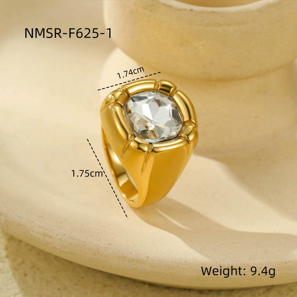 Wholesale Women's Retro Fashion Geometric Stainless Steel Ring With Electroplating Treatment