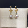 Wholesale Women's Retro Fashion Natural Freshwater Pearl Stud Earrings With Alloy Inlaid Artificial And Semiprecious Stones Oblate And Flat Round Shape