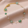 Wholesale Women's Retro Fashion Natural Stone Pearl Geometric Stainless Steel Anklet With Gold Plated Artificial And Semiprecious Stones