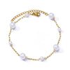 Wholesale Women's Retro Fashion Natural Stone Pearl Geometric Stainless Steel Anklet With Gold Plated Artificial And Semiprecious Stones
