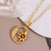 Wholesale Women's Retro Fashion Pendant Necklace Stainless Steel Plated With Star Pattern And 18K Gold Electroplating