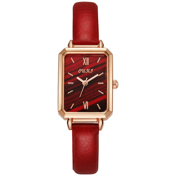 Wholesale Women's Retro Fashion Small Square Quartz Watch With Alloy Case Pu Strap Mineral Strengthened Glass Mirror And Stainless Steel Clasp