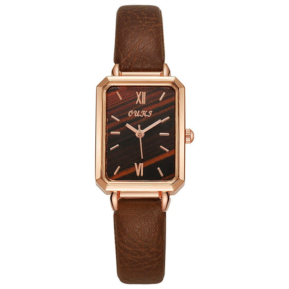 Wholesale Women's Retro Fashion Small Square Quartz Watch With Alloy Case Pu Strap Mineral Strengthened Glass Mirror And Stainless Steel Clasp
