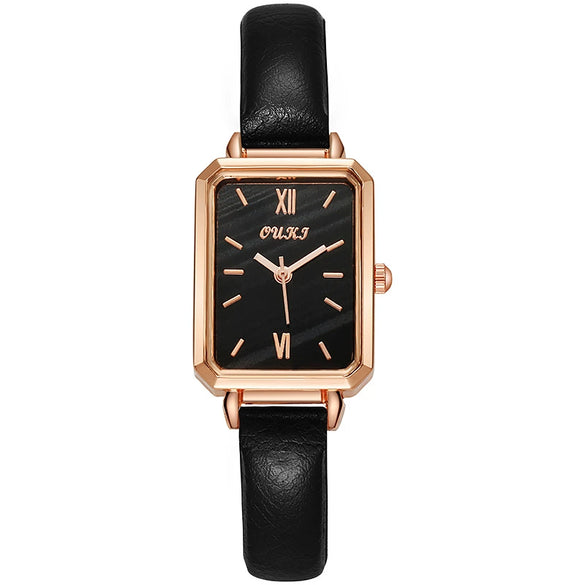 Wholesale Women's Retro Fashion Small Square Quartz Watch With Alloy Case Pu Strap Mineral Strengthened Glass Mirror And Stainless Steel Clasp