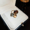 Wholesale Women's Retro Fashion Square Circle Opening Finger Ring Copper Material With Real Gold Electroplated And Geometric Zircon Design