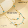 Wholesale Women's Retro Fashion Stainless Steel Geometric Beaded Double Clavicle Necklace With Electroplating Design