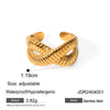 Wholesale Women's Retro Fashion Stainless Steel Geometric Cross Thread Opening Ring Jewelry With Electroplating