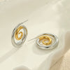 Wholesale Women's Retro Fashion Stainless Steel 18K Gold Plated Geometric Hollow Spiral Earrings